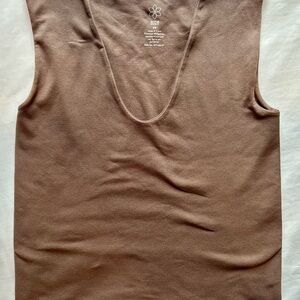 Aura Tan Fitted Sleeveless Tank Top